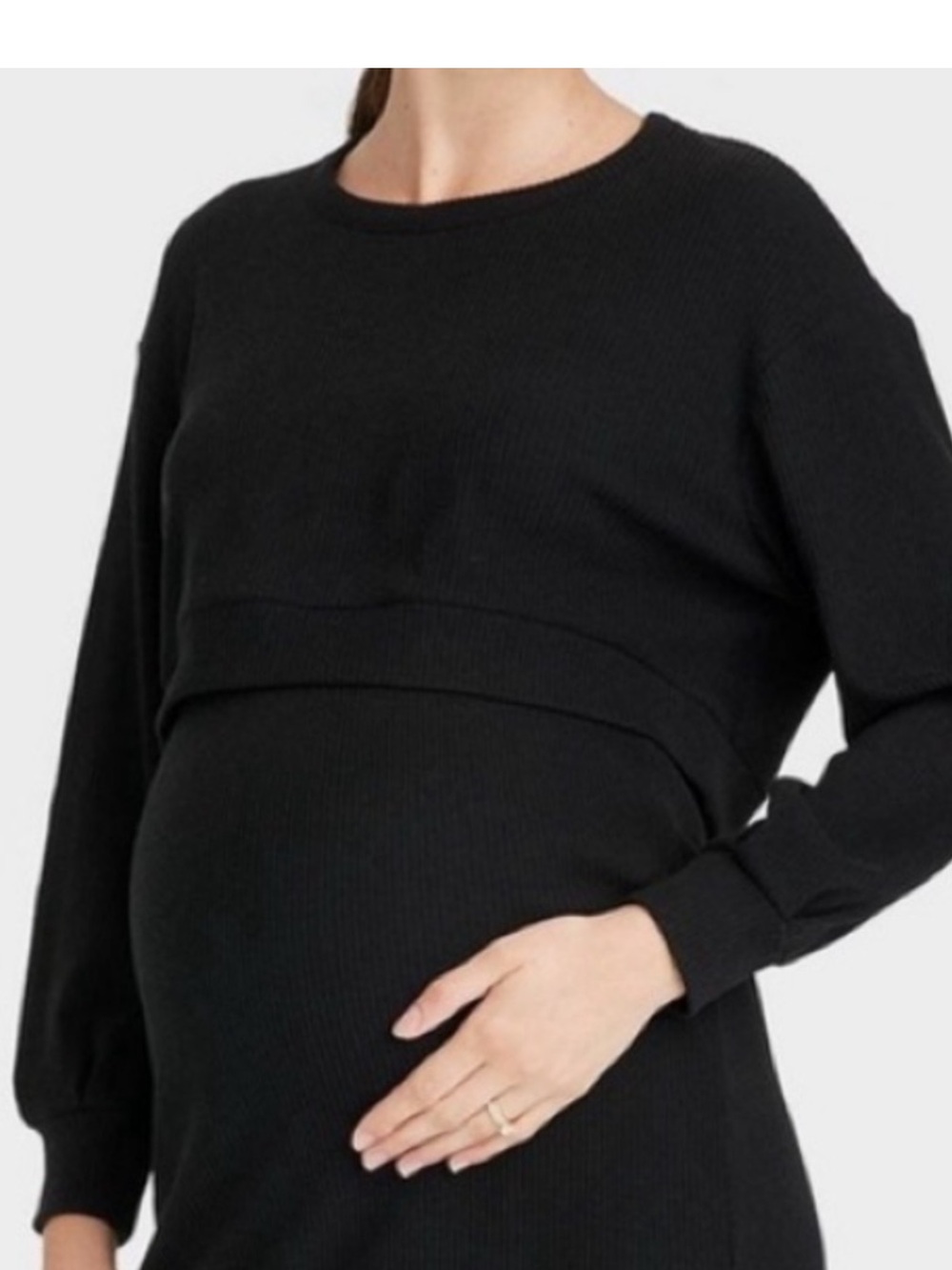 Maternity Ribbed Cropped pullover Sweater by Isabel Maternity by Ingrid & Isabel